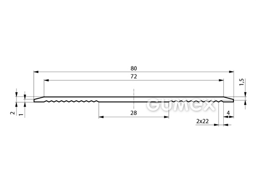 Silikónový profil tvaru "I", 2x80/28mm, 60°ShA, -60°C/+180°C, transparentný